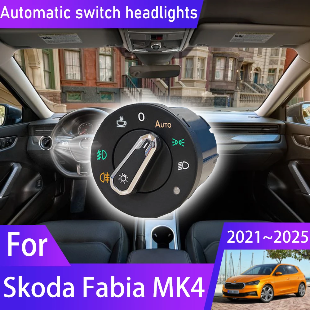 

Для Skoda Fabia MK4 PJ 2021 2022 2023 2024 Новый автоматический переключатель для передней фары с датчиком