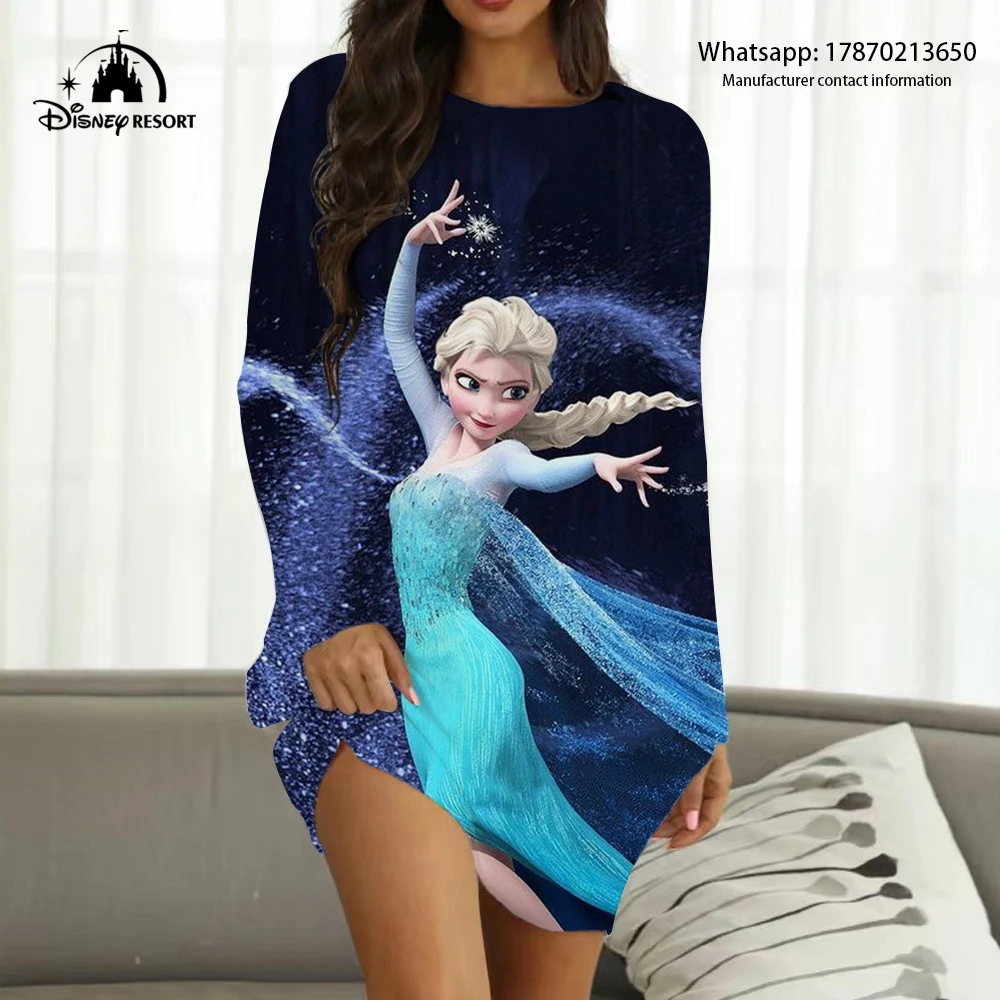 

2022 Fall New Frozen Anime Queen Elsa Disney Brand Streetwear Ladies Sexy Party Club Dress Women's Boho Loungewear Y2K