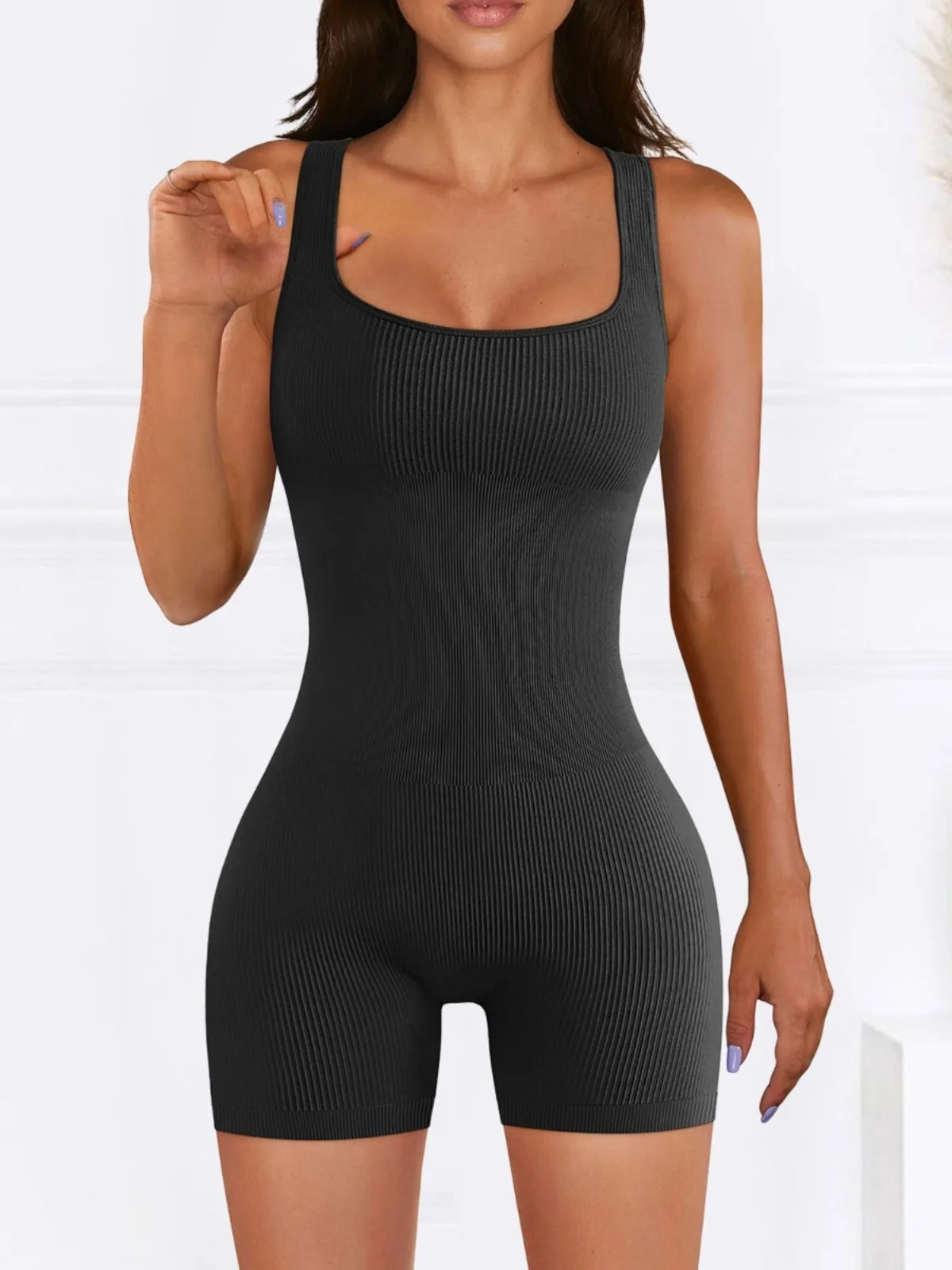 

Бесшовный комбинезон-шорты для йоги без рукавов в уличном стиле с высокой талией, пэчворк, повседневные женские брюки, осенняя коллекция, без бренда