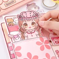 Creative Diy Animated Quiet Book Girl Dress Up Children's Educational Handmade Paper Book Doll Full Set Food Daily Life