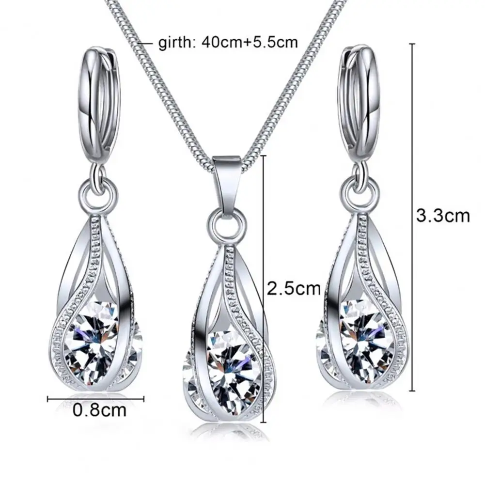 1 Set Elegant Pendant Earrings  High Gloss Jewelry Hoop Earrings  Fashion Spiral Shaped Necklace Set