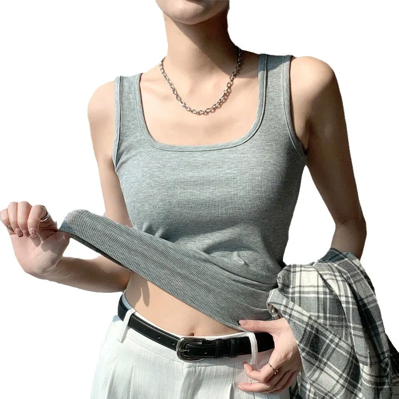 الصيف واسعة الكتف تانك القمم للنساء كبير U الرقبة بروتيل قاعدة طبقة ملابس داخلية سليم صالح سترة القميص الصلبة بسط 2025 #1
