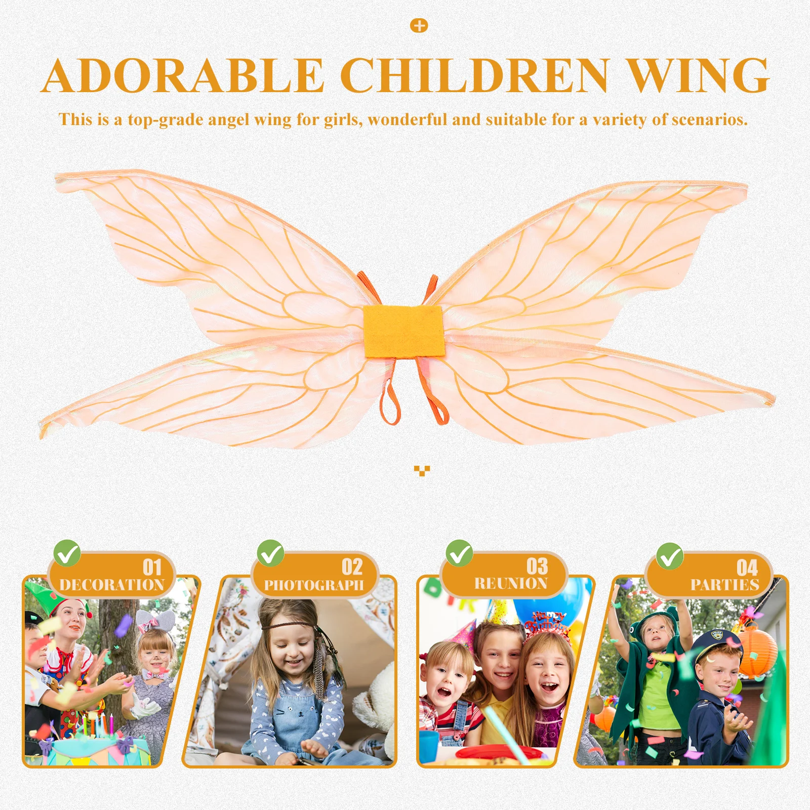 

Gauze Angel Wings for Kids Girls Cicada Fairy Costume Adornment Christmas Stage Photo Props Accessories Wing nament