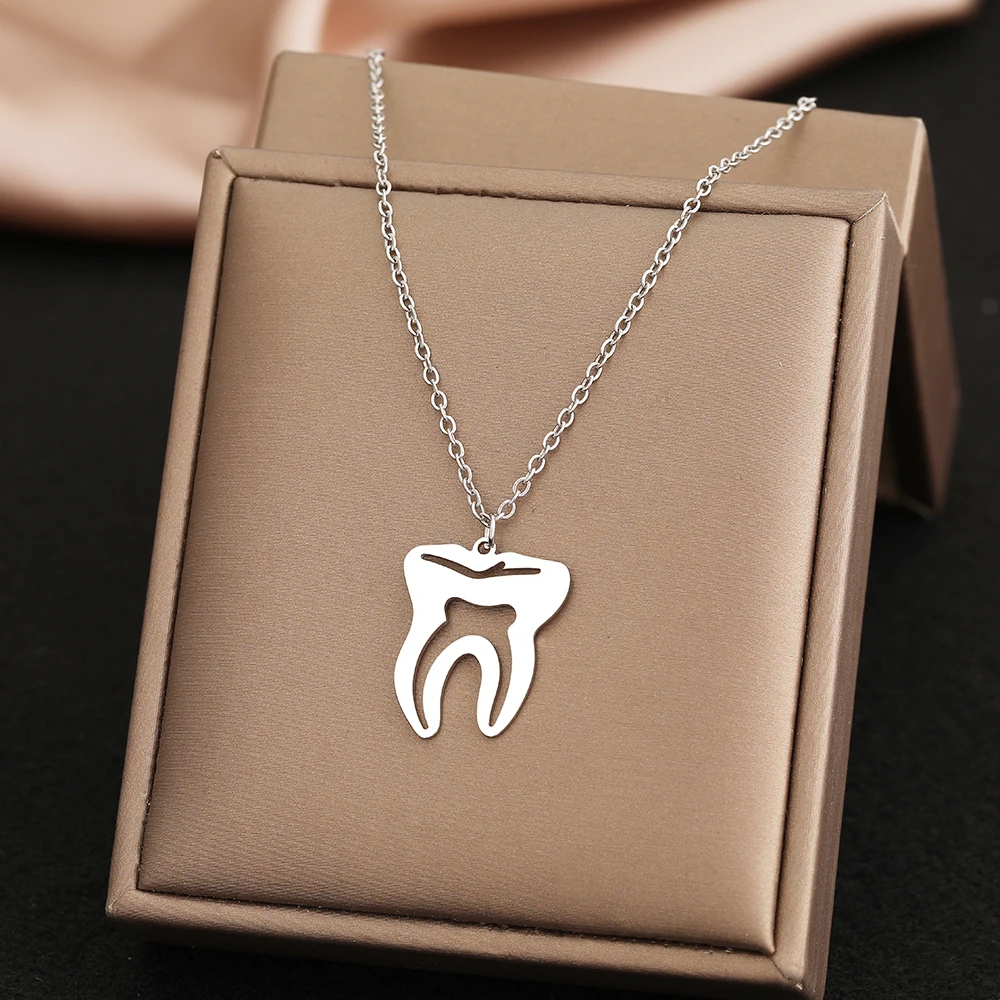 Stainless Steel Necklaces Wisdom Teeth Pendants Chains Aesthetic Choker Fashion Male Necklace For Women Jewelry Party Girl Gifts