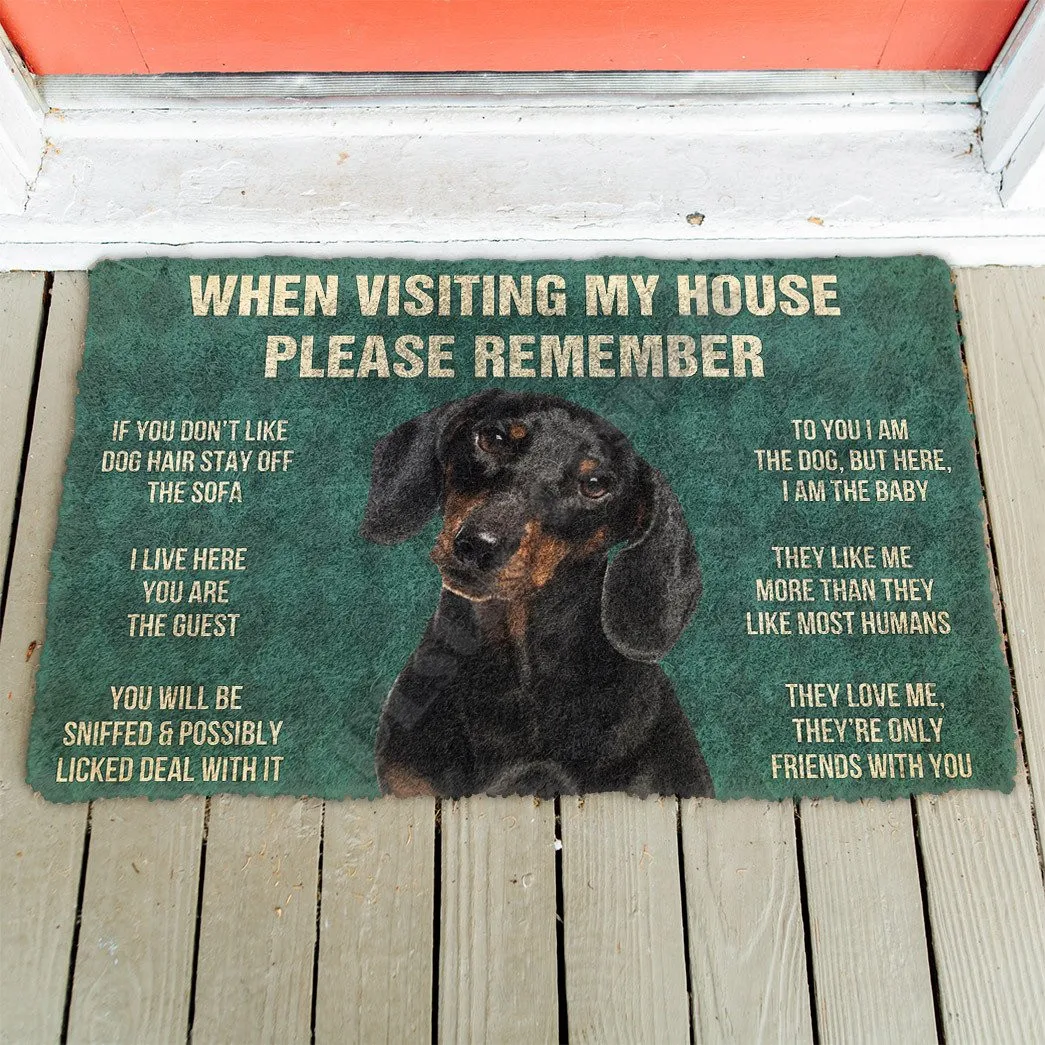 3D Please Remember Dachshunds Dog's House Rules Doormat Non Slip Door Floor Mats Decor Porch Doormat