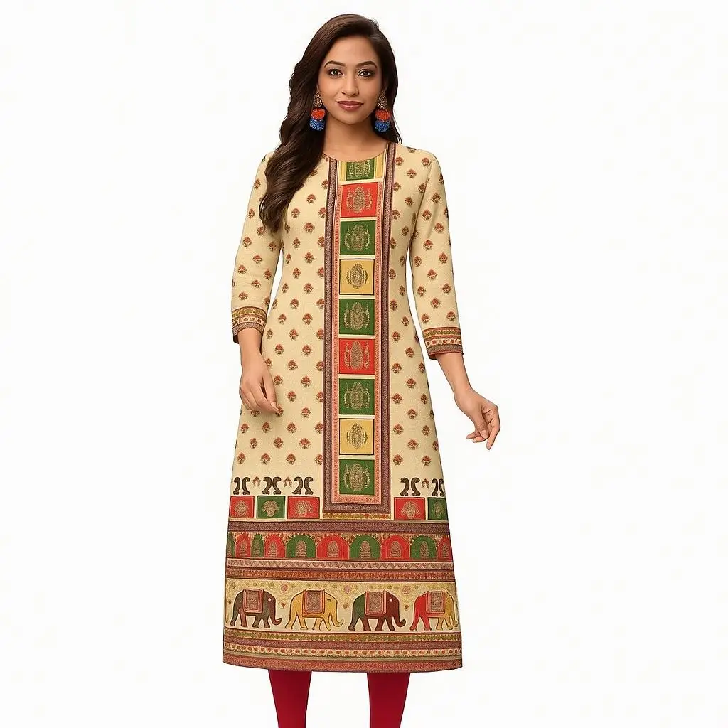 무슬림 레드 여성 캐주얼 패셔너블 편안한 스트레이트 튜브 캐주얼 에스닉 공작새 민족 스타일 아비토 도나 무슬리마나