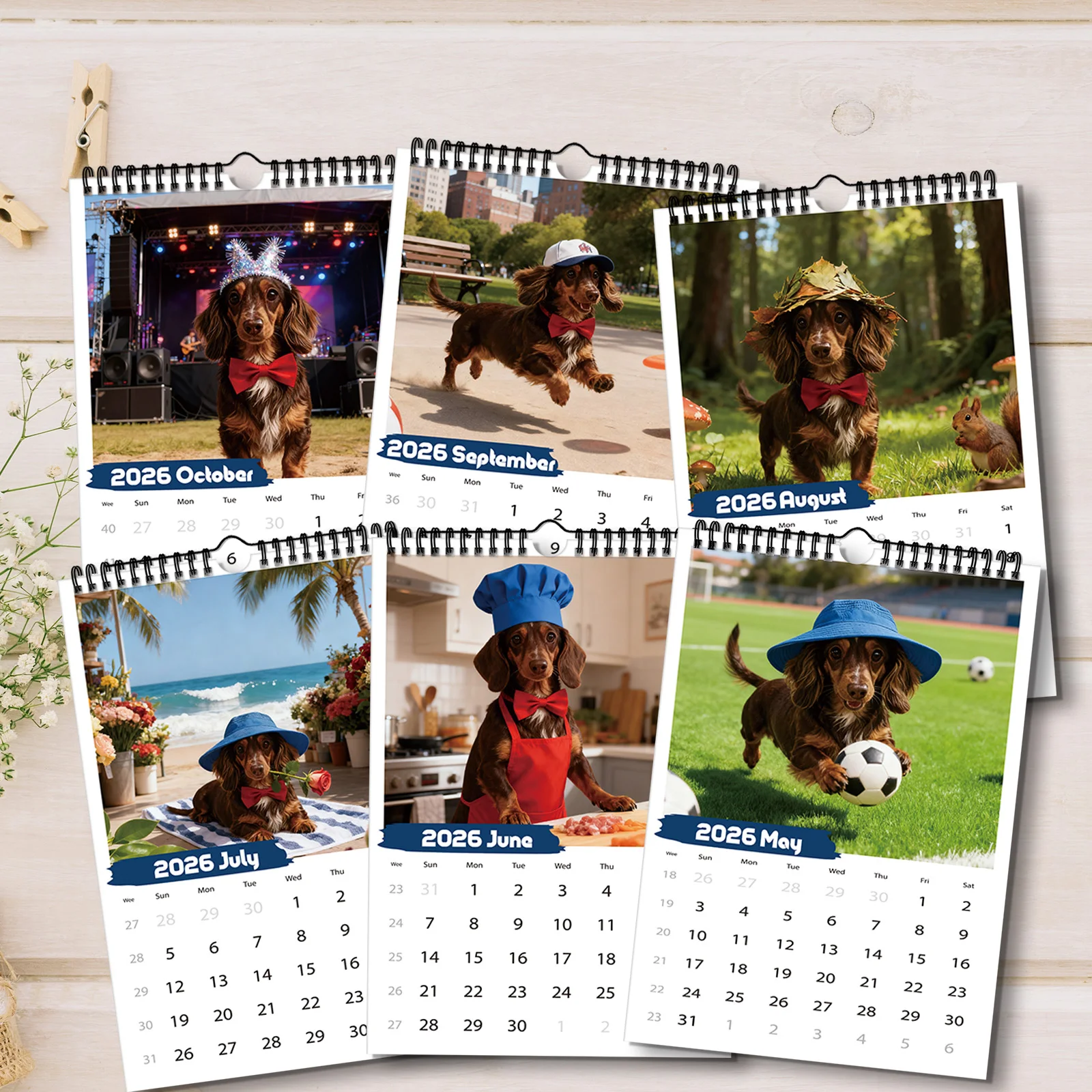 Calendrier sur le thème du teckel 2026, adapté au contrôle des dates, décoration de la maison, parfait pour les amoureux des chiens, un cadeau créatif, 1 pièce