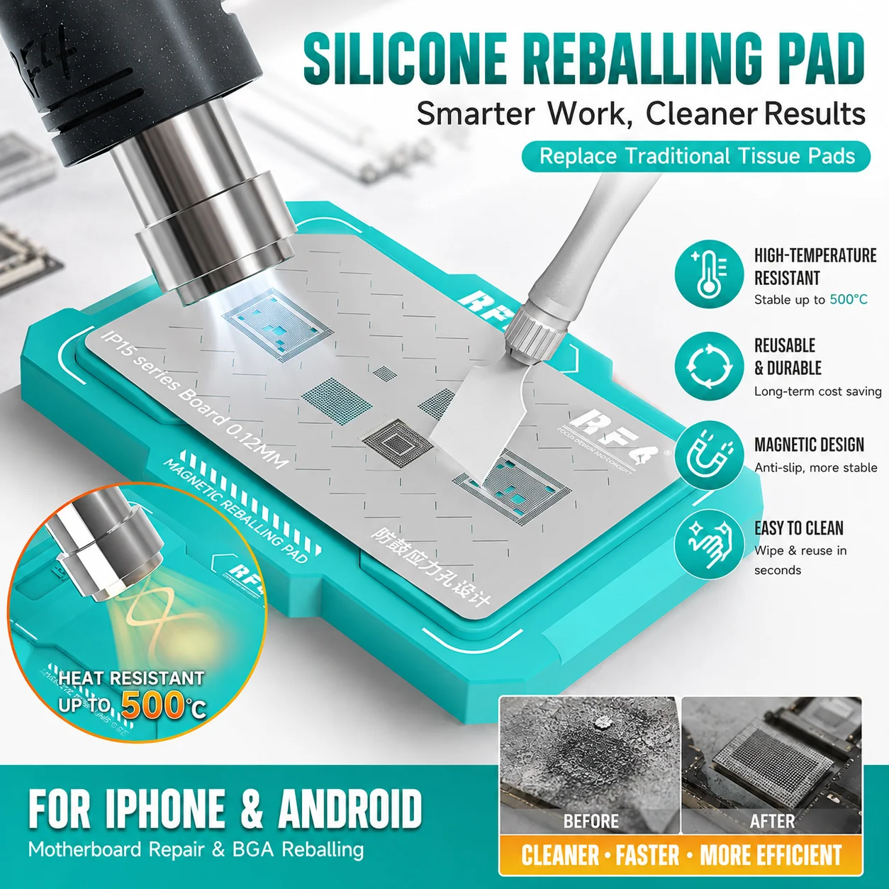 RF4 RF-MRP Magnetic Reballing Pad 500°C Heat Resistant Silic