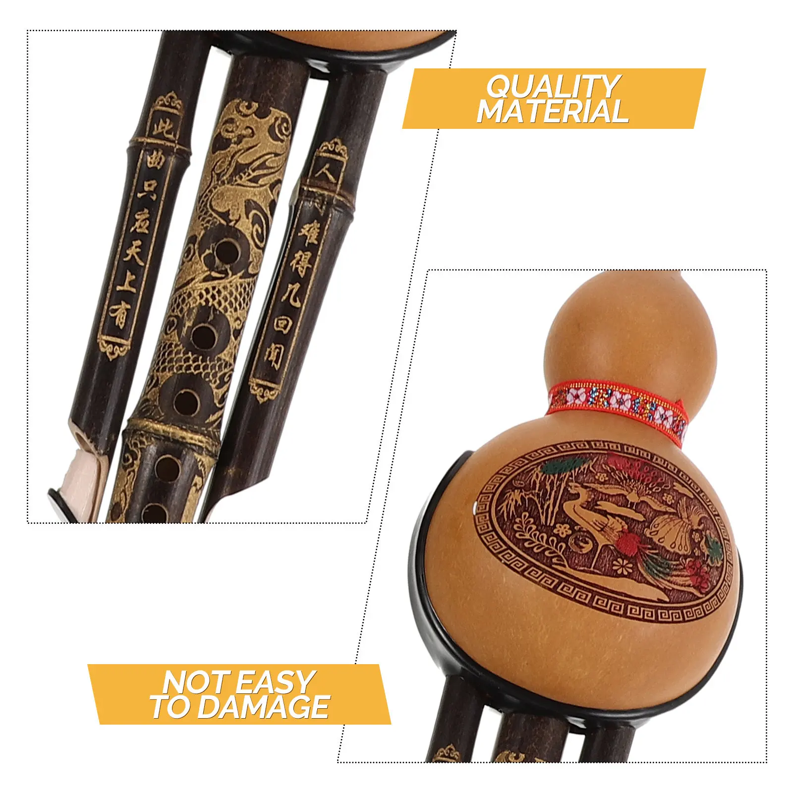 Chinese Hulusi Bamboo Gourd Cucurbit Flute Key of C Starter Music Instrument with Protective Case for Beginner Folk Music Lovers