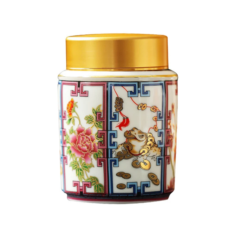 

Handmade Ceramic Tea Storage Jar Large Luxury Loose Tea Organizer Bottle with Metal Lid Retro Sugar Coffee Beans Hermetic Jars