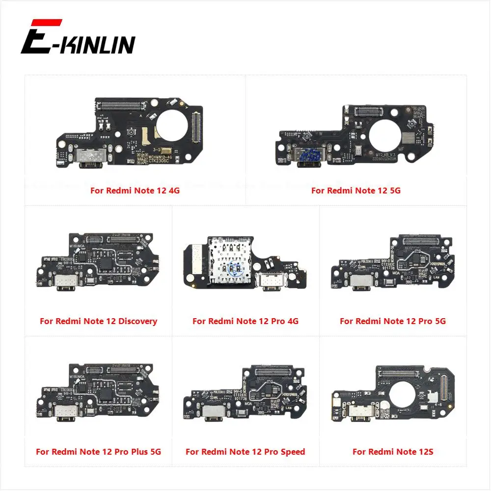 USB Charging Port Dock Plug Connector Charger Board Mic Flex Cable For Xiaomi Redmi Note 12S 12 Pro Plus Discovery Speed 4G 5G