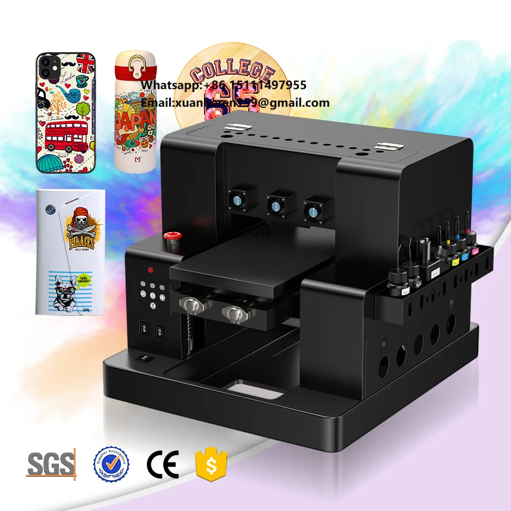 A4 Printer Inkjet Flatbed UV Led Printing Machine Desktop 6 Color Digital Uv Golf Ball Printer Uv Dtf Printer for Plastic Bottle