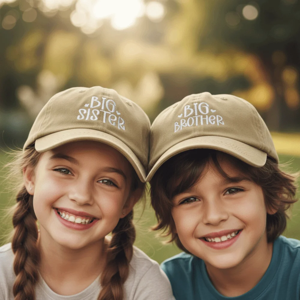 Fashion Washed Cotton Big Brother Big Sister Caps Adjustable Vintage Dad Hat Breathable Embroidery Baseball Cap Gifts
