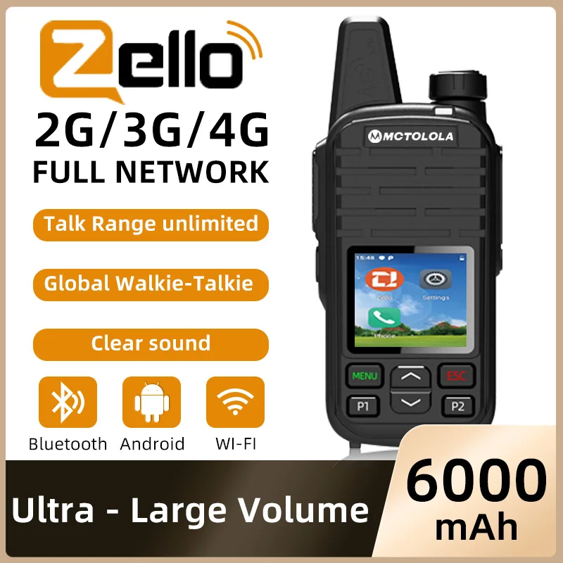 MOTOLOLA Zello 2G 3G 4G POC Wireless Remote Control Walkie Talkie Android 8.1 Bluetooth Global PTT WiFi Global Coverage 5000km