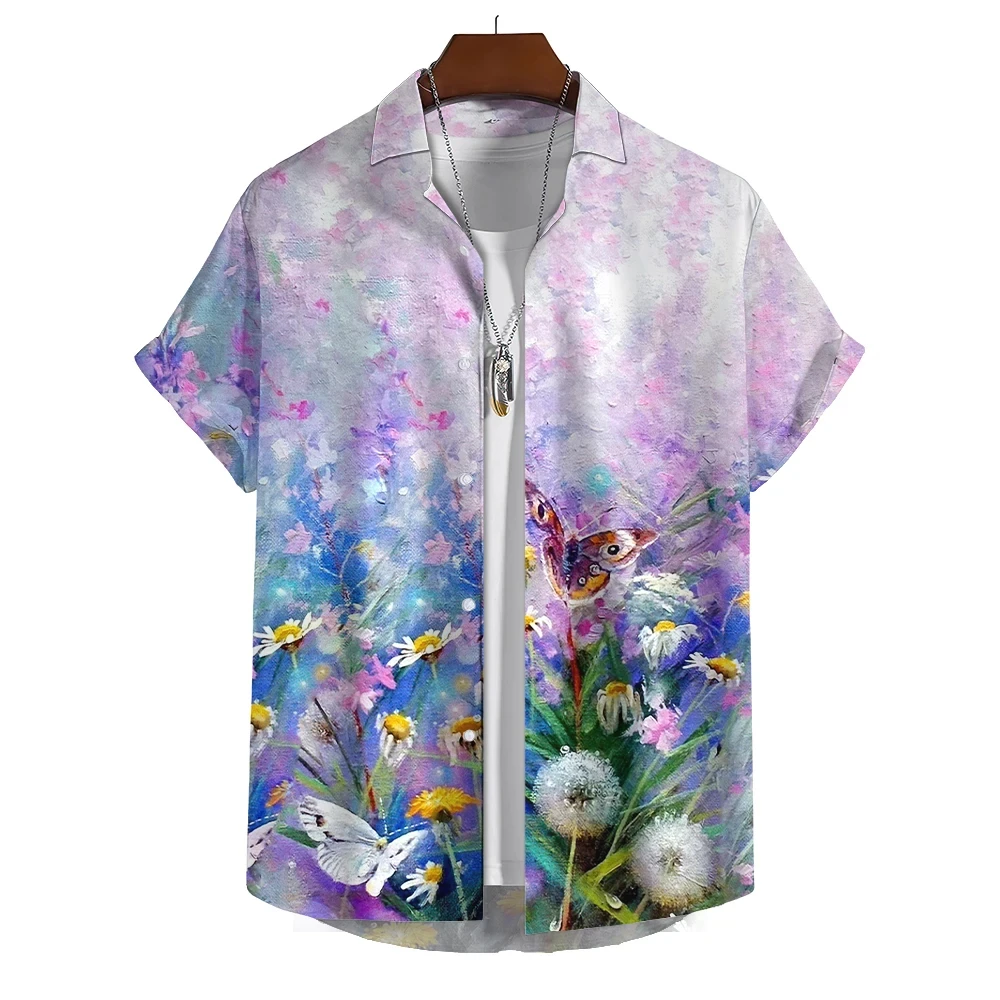 Summer Men\'s Shirt Hawaiian Shirt Floral Pattern 3D Printed Outdoor Street Short Sleeve Button Men Beach Shirt Men Clothing