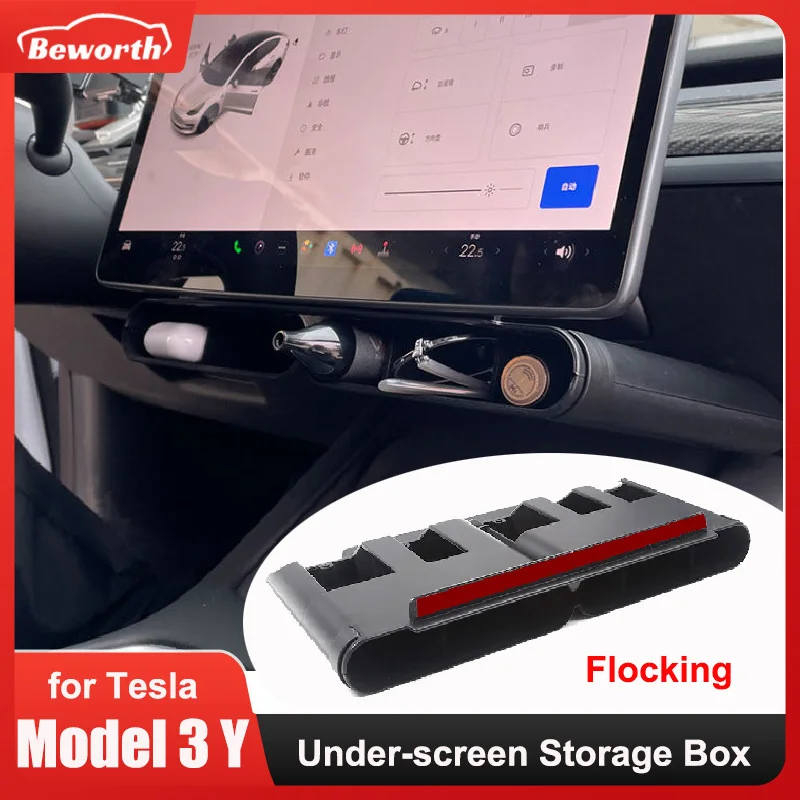 

Under-screen Storage Box For Tesla Model 3 Model Y Central Control Instrument Panel ABS Key Card Gadget Organizer Large Space