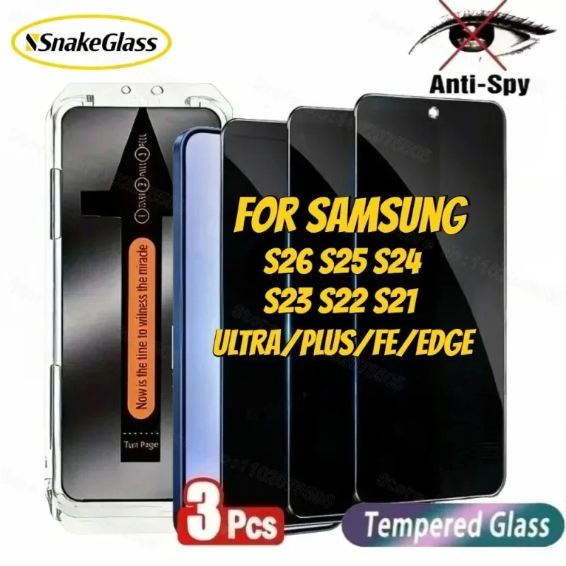 3Pcs For Samsung Galaxy S26 Ultra S26+ S26 Privacy Tempered Glass Film Designed for Samsung S26 Series Anti Spy Screen Protector