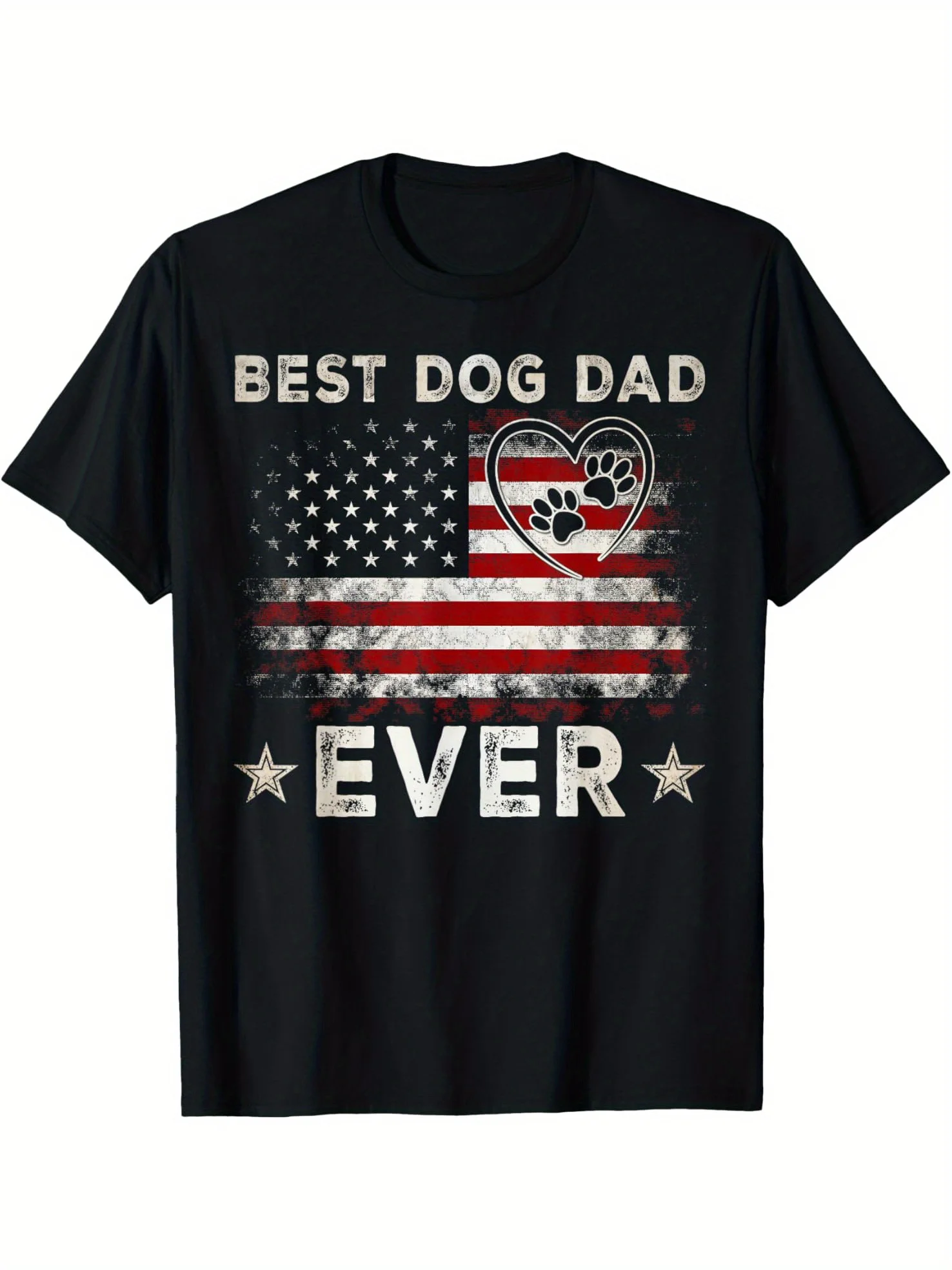 Humorous Father'S Day T-Shirt for Dog Dads - Best Dog Dad Ever, Black, Casual, Short Sleeve, 180G