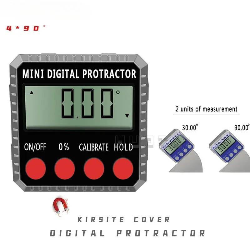 4 * 90 degree inclinometer digital display inclinometer Angle box Angle meter level meter slope meter zinc alloy shell