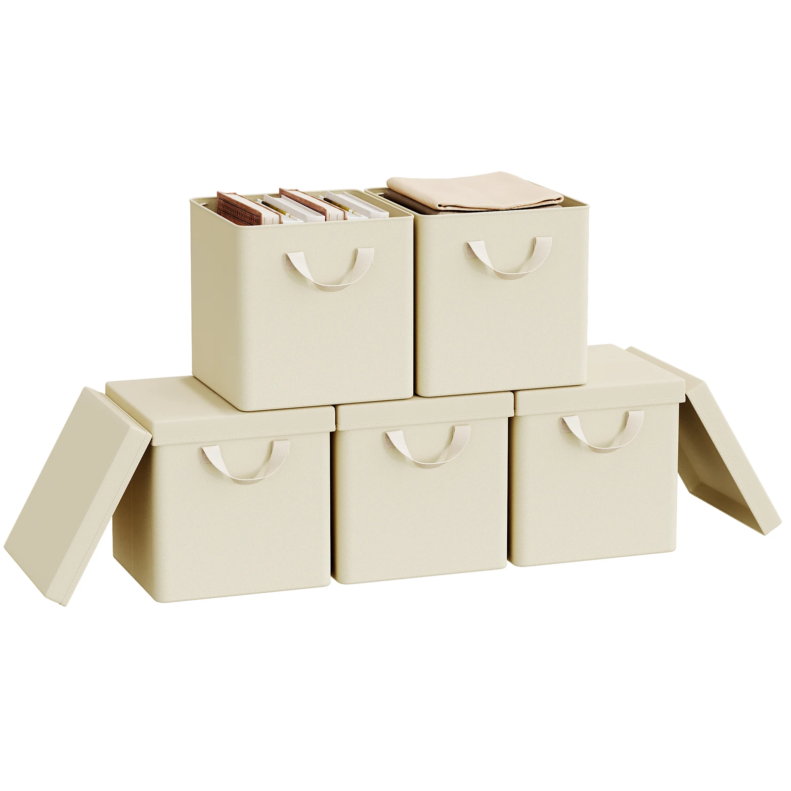 WOLTU 3/5 Stück zusammenklappbarer Kleider-Organizer mit Deckel, Stoff-Aufbewahrungsbox für den Kleiderschrank, Spielzeug-Organizer, faltbar, für Wohnzimmer, Schlafzimmer