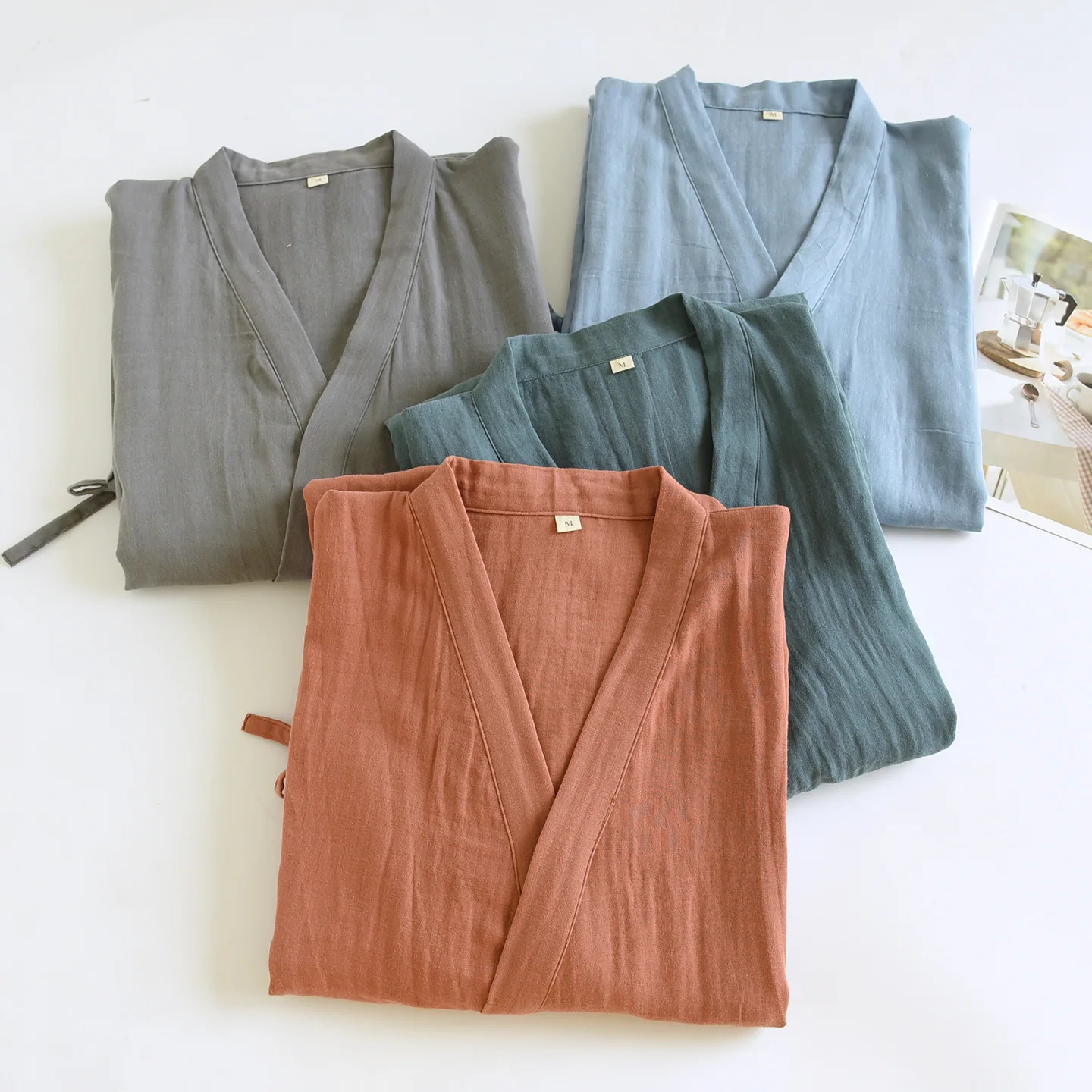 

Robe Pajamas Men Traditional Ancient Style Loungewear Bathrobe Long Nightgown Comfortable Sleepwear Sweat Steamed Clothing D0090