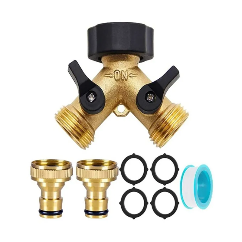 AB66-Divider One Split Two Y-Shaped Diverter Brass Garden Ball Valve 3/4 Inch Three Way Water Division