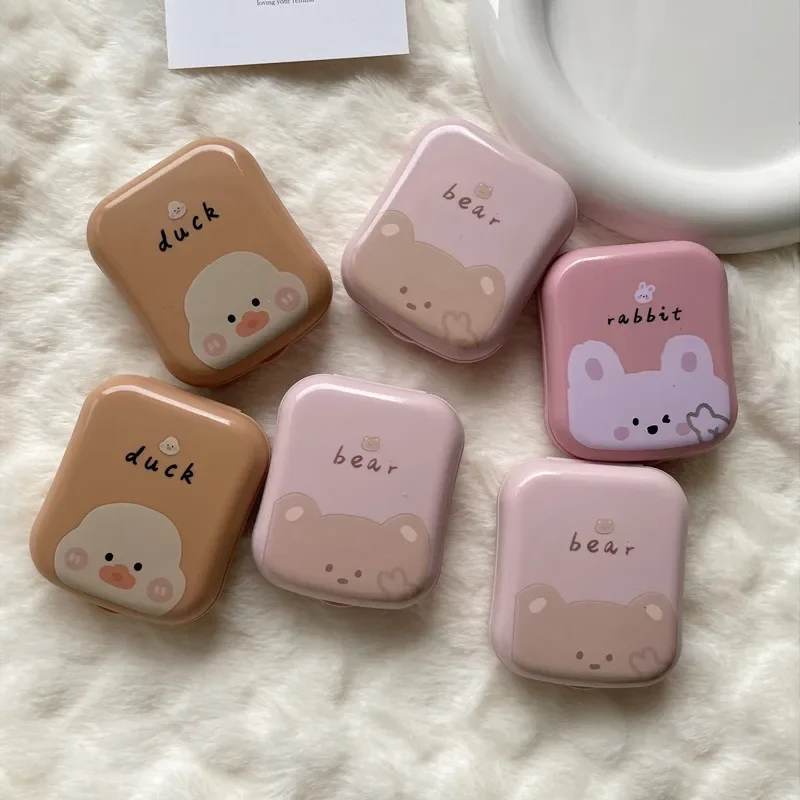 Contact Lens Case Box Women Girl Cute Cartoon Duck Rabbit Bear Fashion Eyewear Travel Nursing Box Container for Lenses