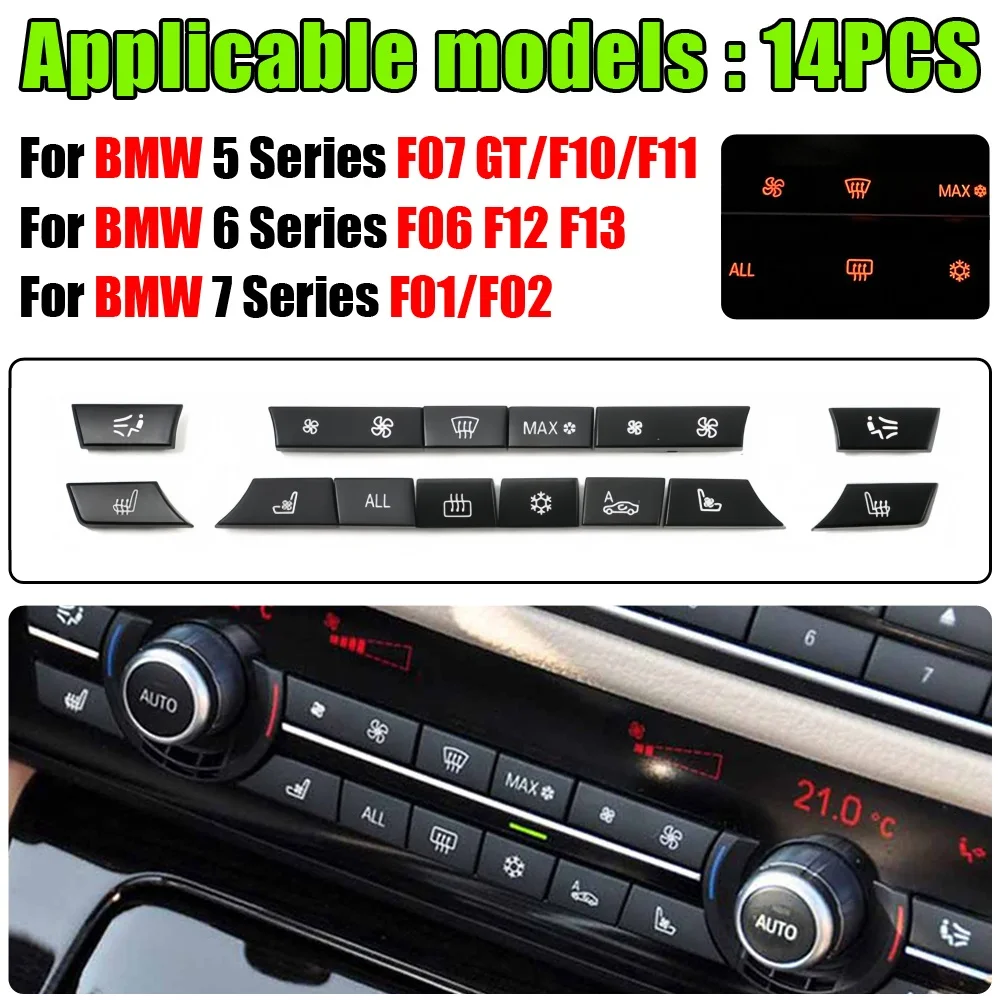 A/C Heater Climate Air Conditioning Control Panel Fan Speed Button Cover for BMW 5/7 Series F07 GT/F10/F11 F01/F02 Car-styling