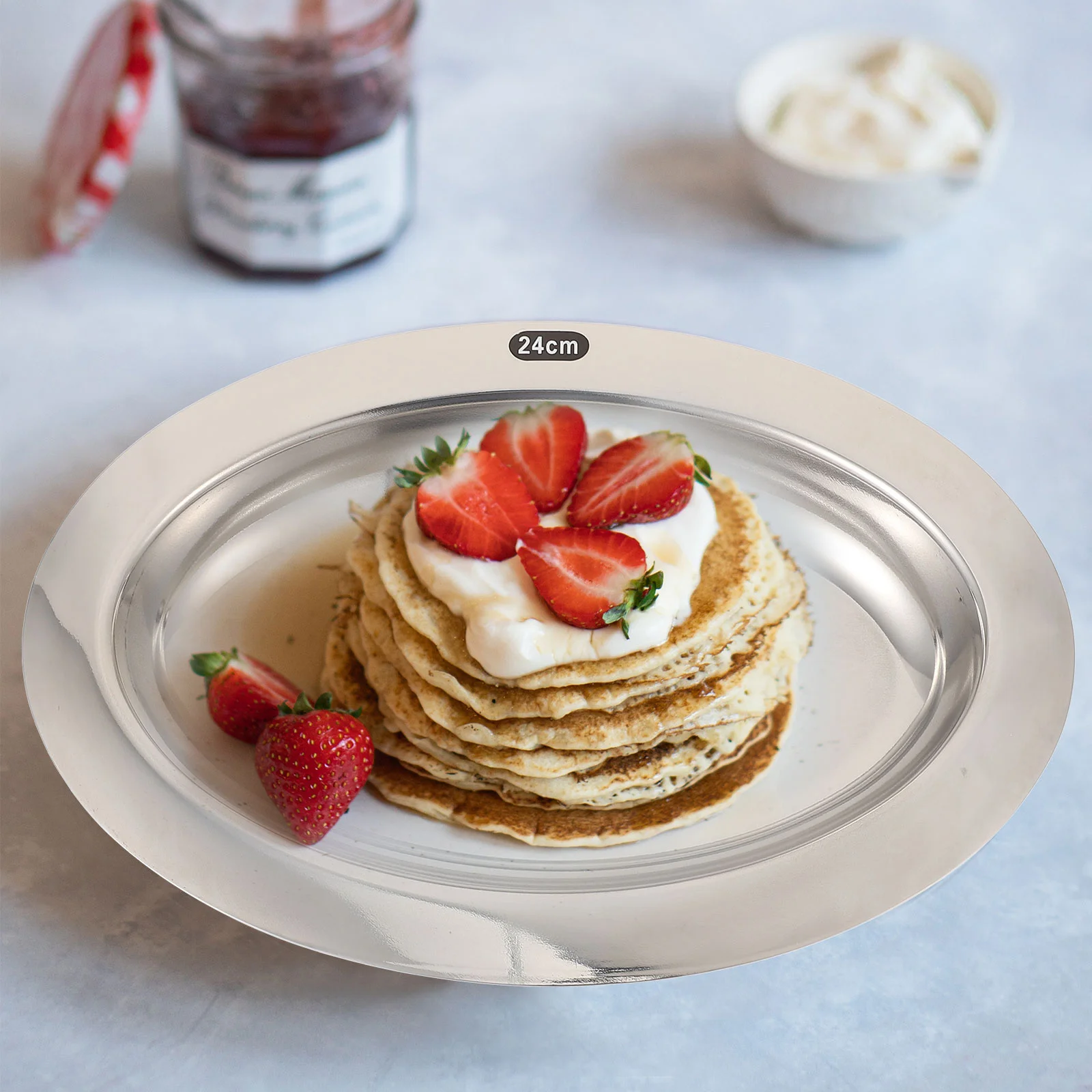 

1pc Stainless Steel Oval Breakfast Tray Reusable Tableware For Camping Bbq Party Fruit Dessert Storage Plate