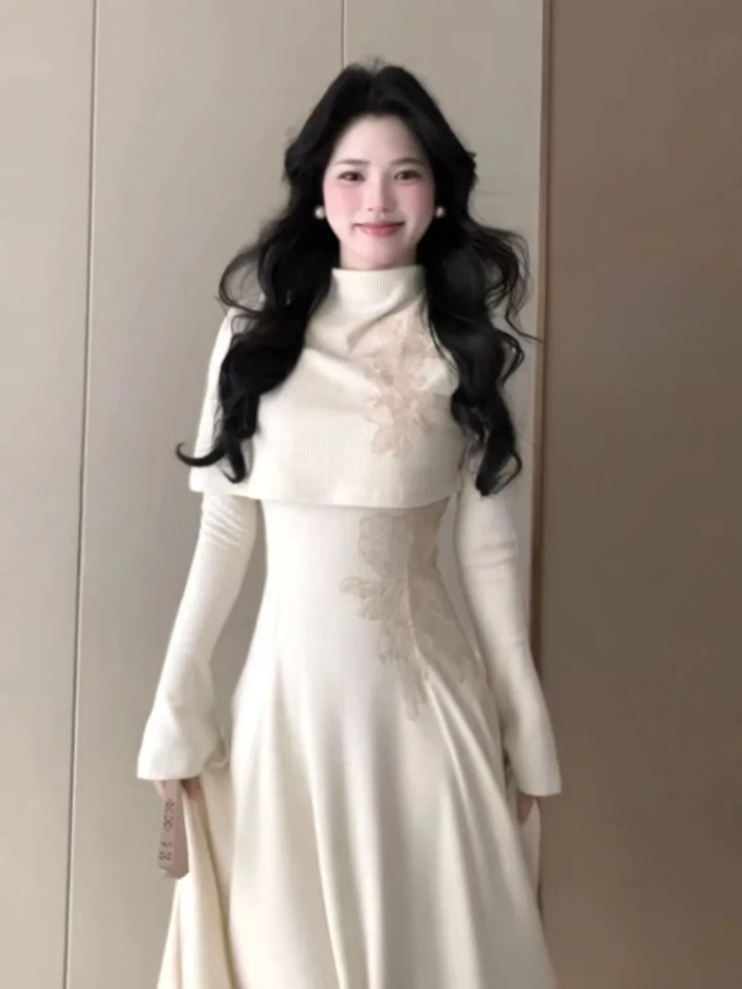 

Корейское модное пальто-платье из мягкой ткани, приталенное, с завышенной талией, красивый дизайн, эффектное, для весеннего сезона, женское