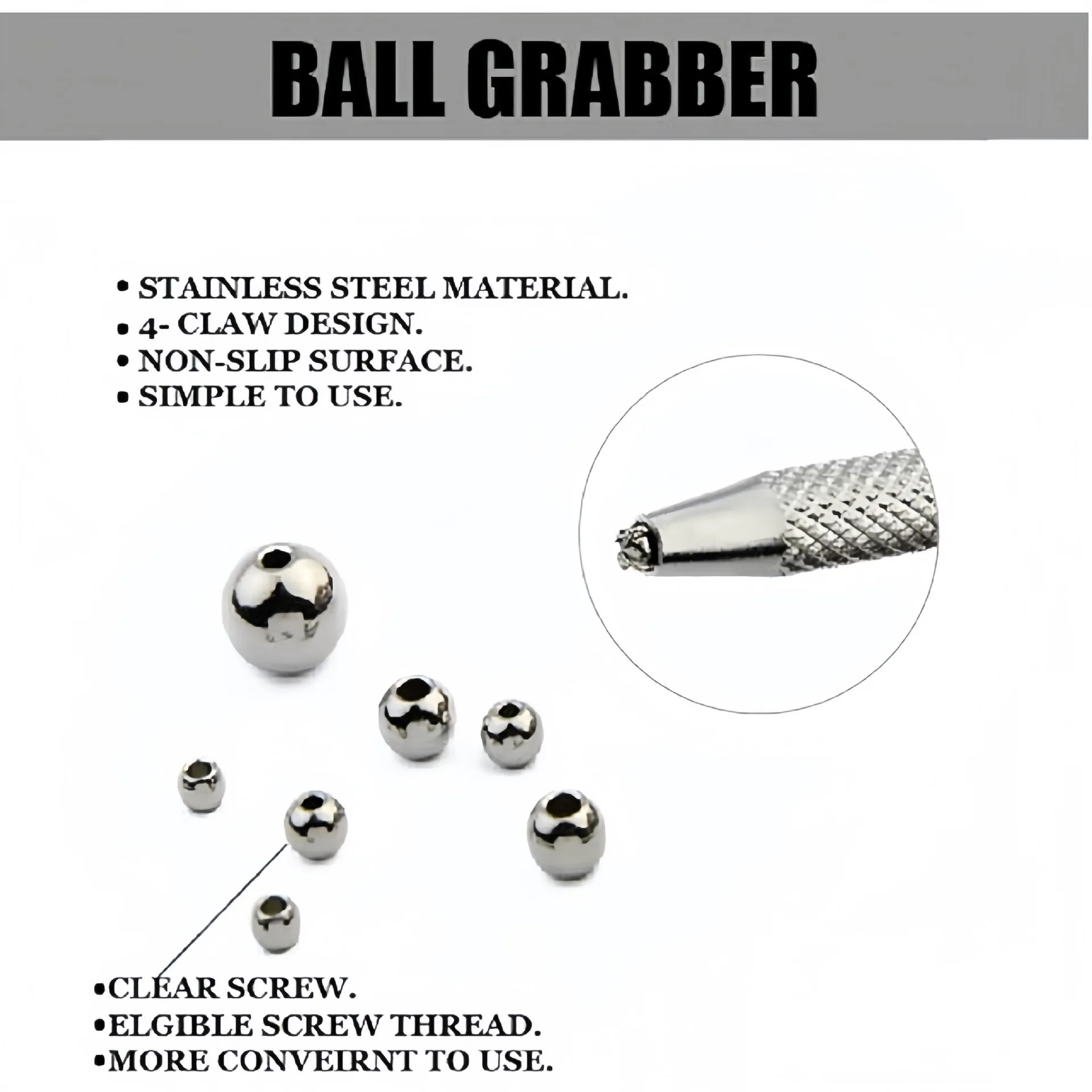 1PC Stainless Steel Piercing Ball Grabber Tool Pick Up Tool 4 Claw Holder Diamond Tweezers for Small Parts Horseshoe Nose Ring