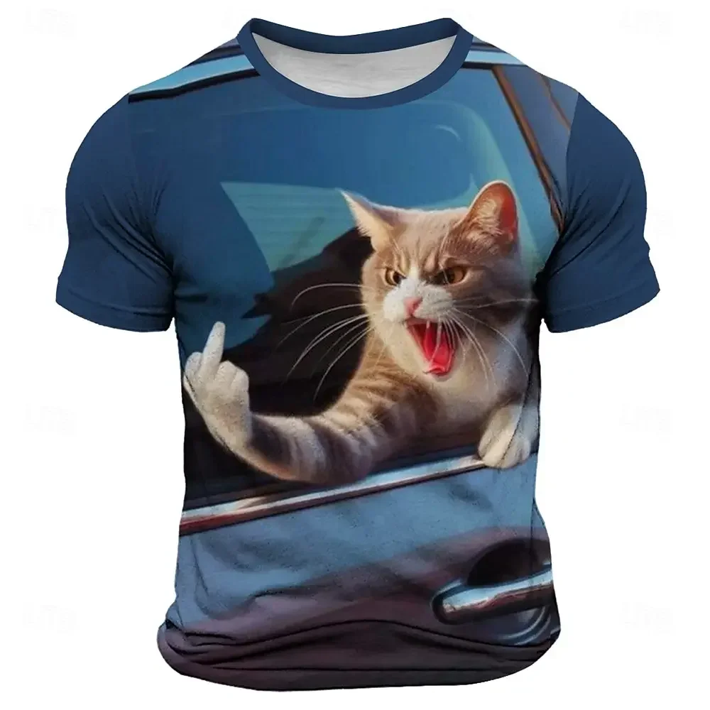

Fun Cat 3D Print Casual Short Sleeve Streetwear 25 Summer Daily Outdoor Sports Holiday Party Quick Dry Breathable Men's T-shirt