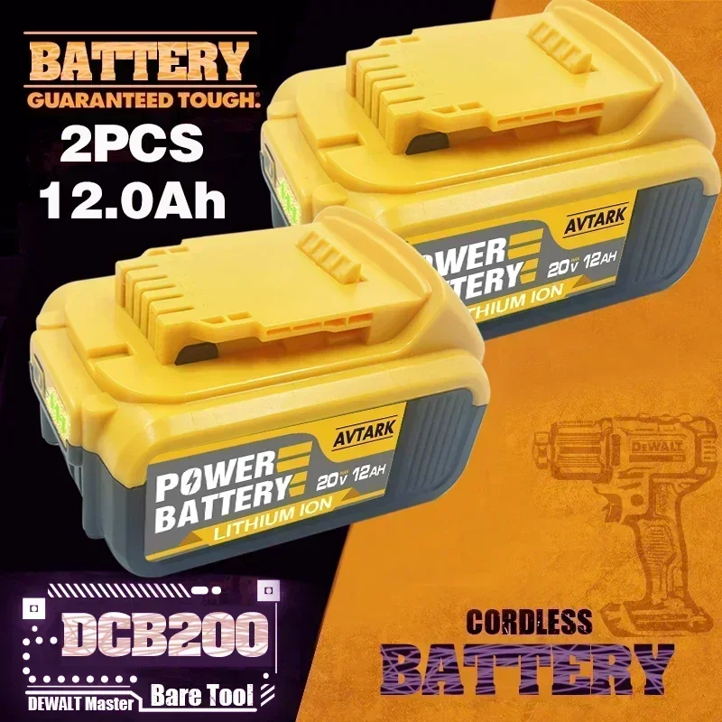 

For DeWalt 18V Battery 20V 20 Volt Max 12000mAh Lithium Battery DCB206-2 DCB205-2 DCB205 DCB201 DCB203