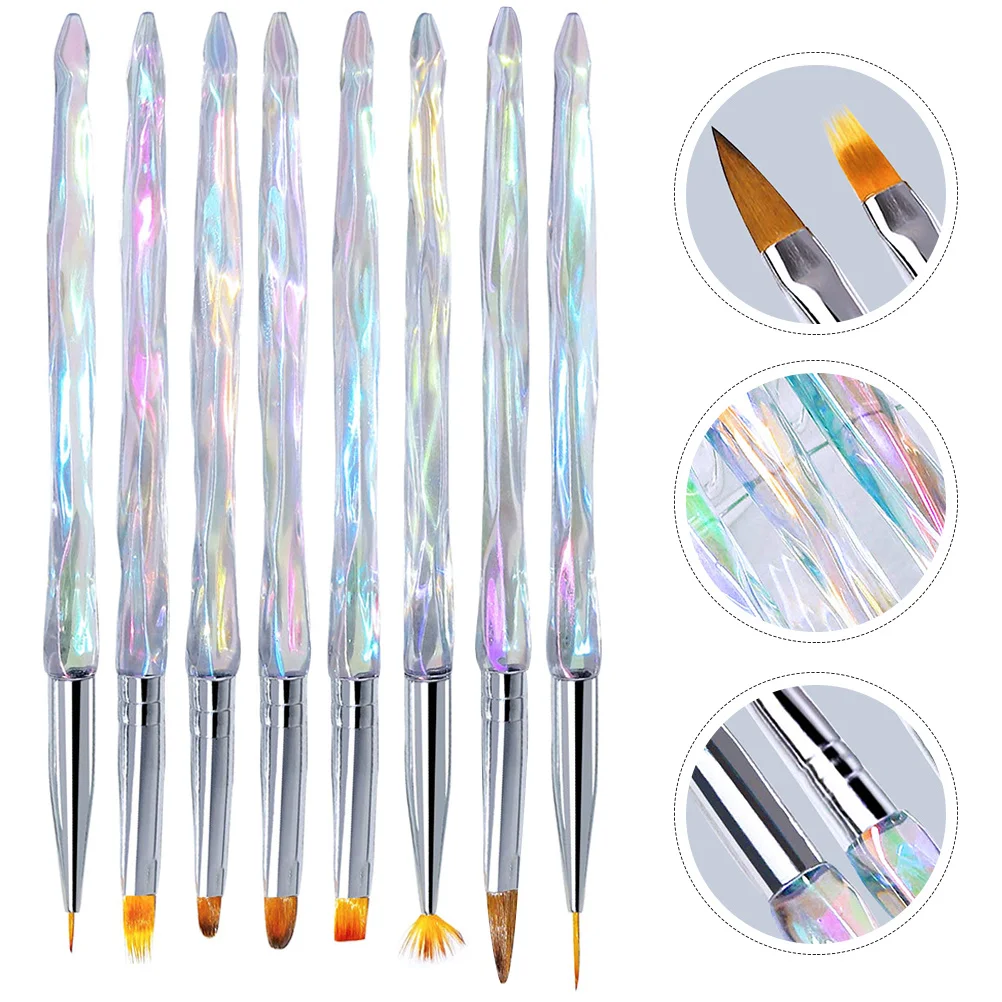 

8pcs Nail Art Brush Set Premium Nail Painting Tools For Fine Drawing Dotting Design Salon Manicure Diy Kit Paintbrushes