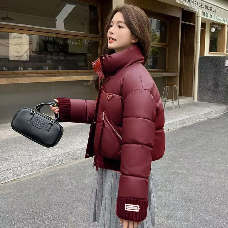 Short Down Cotton-padded Coat Women's 2024 New Fashion Style Winter Cotton-padded Jacket Stand-up Collar Cotton-padded Coat Top
