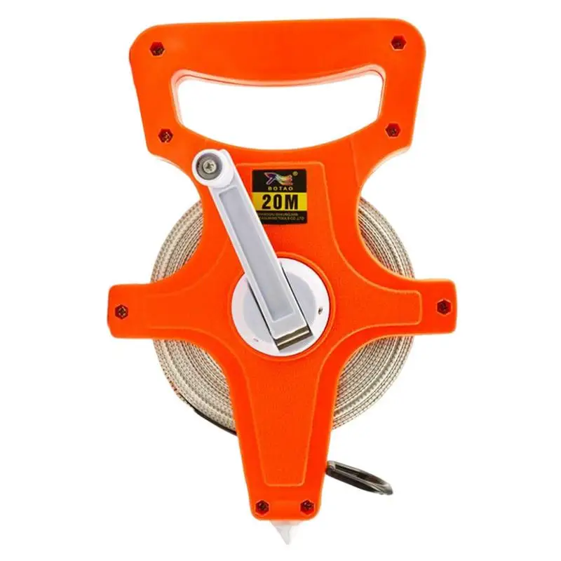 Fita Métrica de Medição 20m 30m Carretel de Fita de Fibra de Vidro com Manivela de Mão Trilha e Campo Salto Longo Carpenter Fita Aberta Carretel de Medida