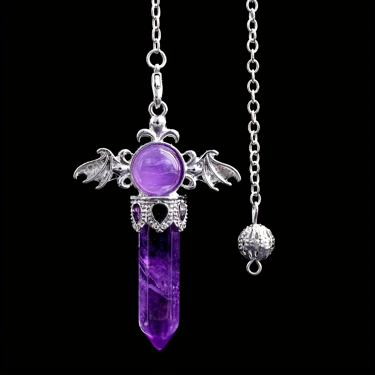 Angel Wing Natural Stone Pendant Pendulums Healing Reiki Crystals Amethysts Quartz Pendulum for Divination Dowsing Pendulo X199