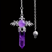 Angel Wing Natural Stone Pendant Pendulums Healing Reiki Crystals Amethysts Quartz Pendulum for Divination Dowsing Pendulo X199