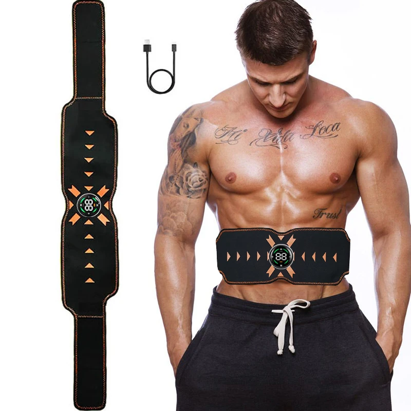 Electric Abdominal Muscle Stimulator EMS Trainer Belt Rechargeable Body Massage Muscle Training Stimulator Gear Fitness Massager