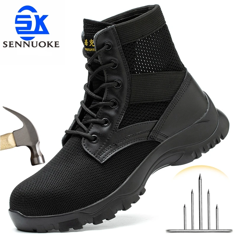 Safety Shoes Safety Boots Man SteelToe Cap for Work Lightweight Safety Tennis Free Shipping Industrial Security-Protection