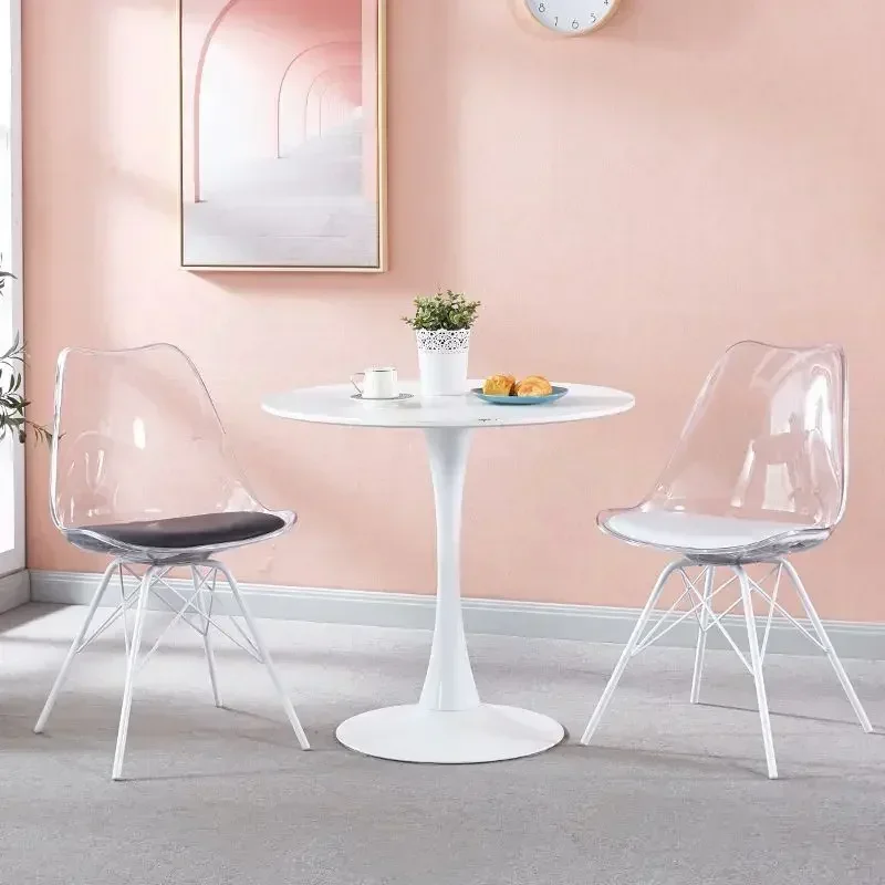 Restaurant Home Acrylic Transparent Back Chair Bedroom Ergonomic Office Study Chair Comfortable Soft Package Dressing Chairs