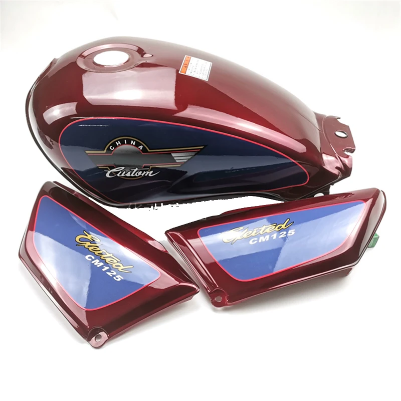 Motorcyle Fuel Tank Set for Honda Sundiro CM125 SDH125 Custom CM 125cc Red Black Metal Gas Box With Side Cover Kit