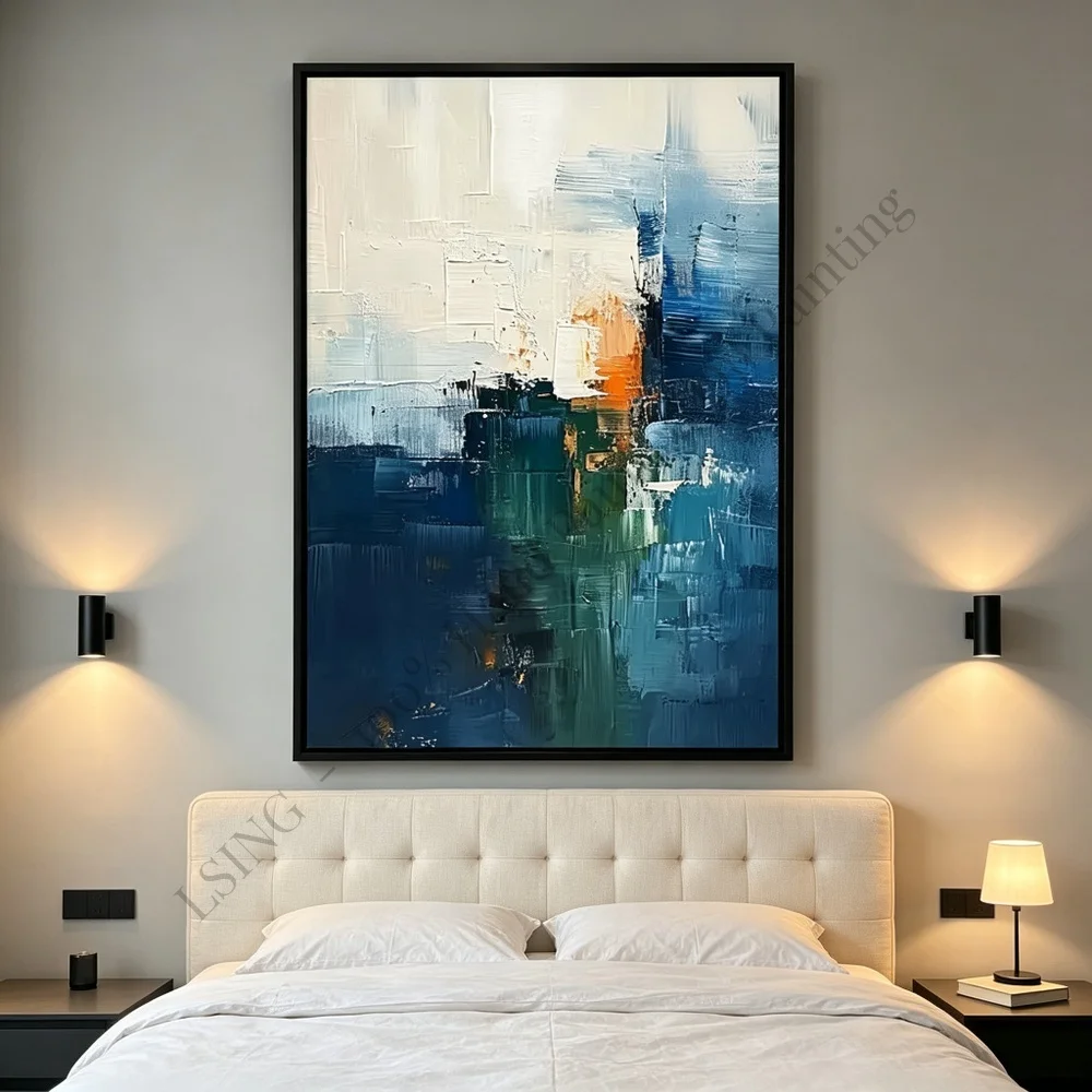 100% Hand Painted Oil Painting Canvas Wall Art Abstract Landscape Gold Green Grey Luxury Textured Home Decor Living Room Art