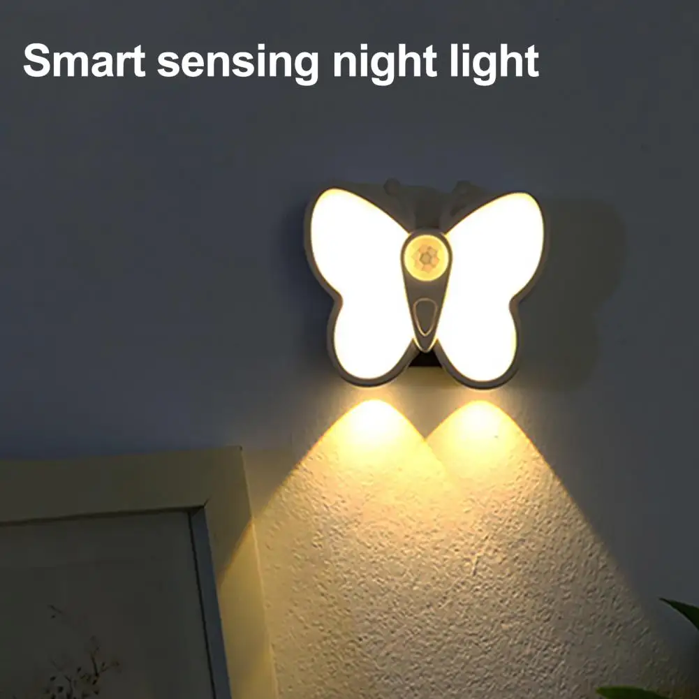 

Butterfly Design Light Butterfly Night Light with Motion Sensor Usb Rechargeable Energy Efficient Bedside Lamp Soft Glow Flicker