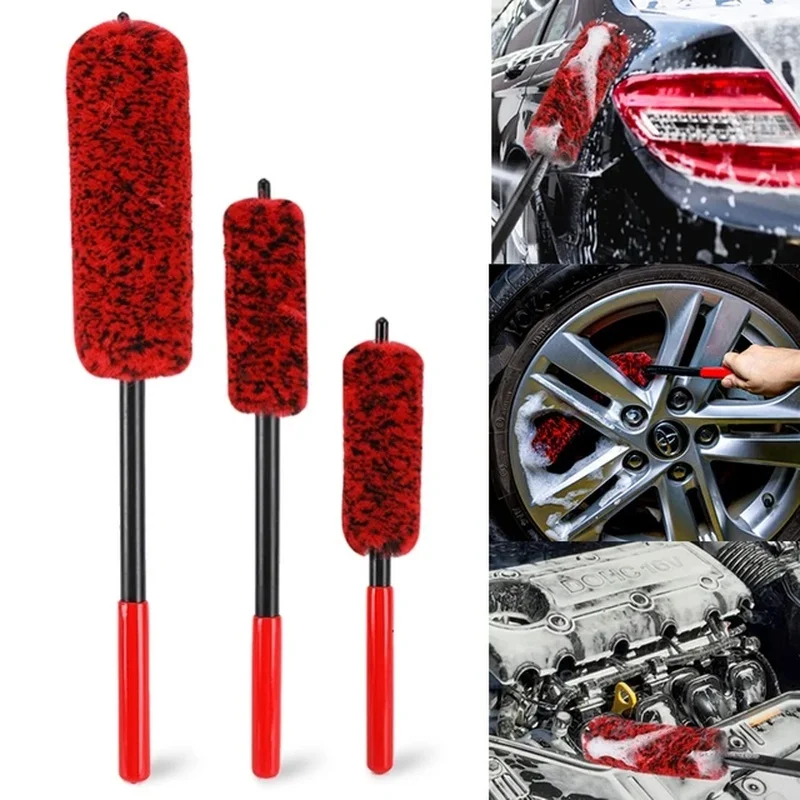 Car Wheel Woolies Plush Soft Alloy Wheel Cleaning Brush Detailing Brushes For Auto Motorcycle Maintenance Care Clean Tool