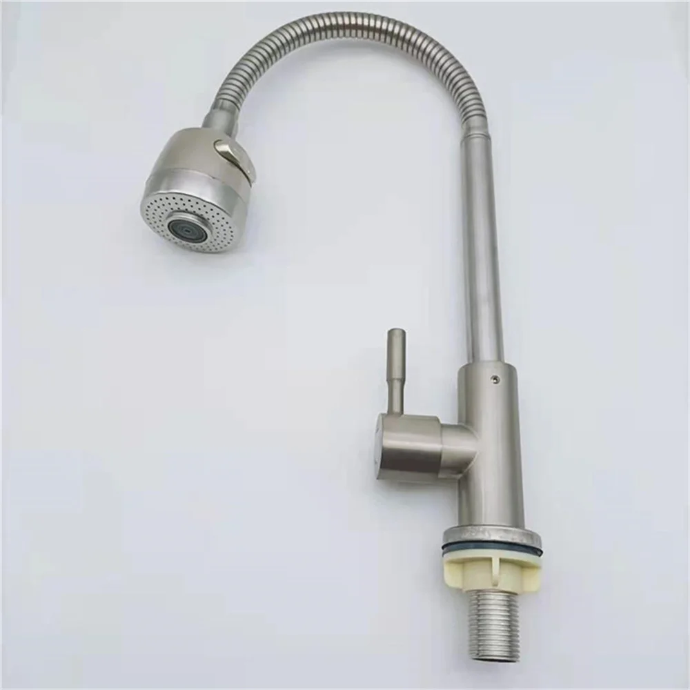 Onyzpily Free Shipping Brushed Kitchen Faucet Wall Mounted Two Models Hot&Cold Water Sink Faucet 360 Rotation Sprayer Taps