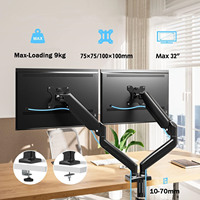 Dual Monitor Mount for 13-32’’ Monitors, Dual Monitor Arm with Tilt, Swivel, Rotation, Clamp/Grommet Base VESA 75x75/100x100mm