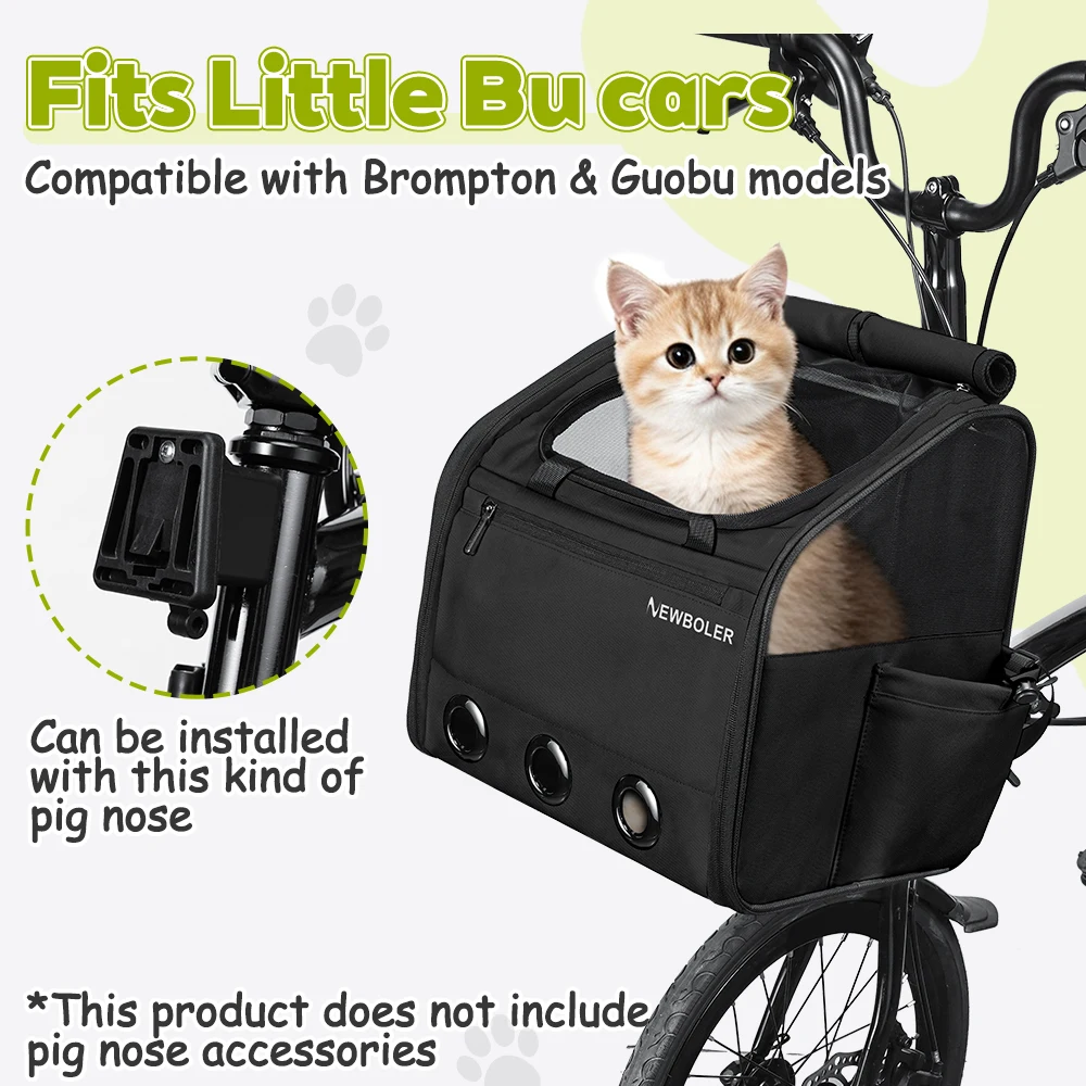 NEWBOLER Brompton Faltfahrrad Haustiertasche Tragetasche Tragbare Fahrrad-Vordertasche Faltbare Outdoor-Reisetasche für Katzen und Hunde – Detail 4