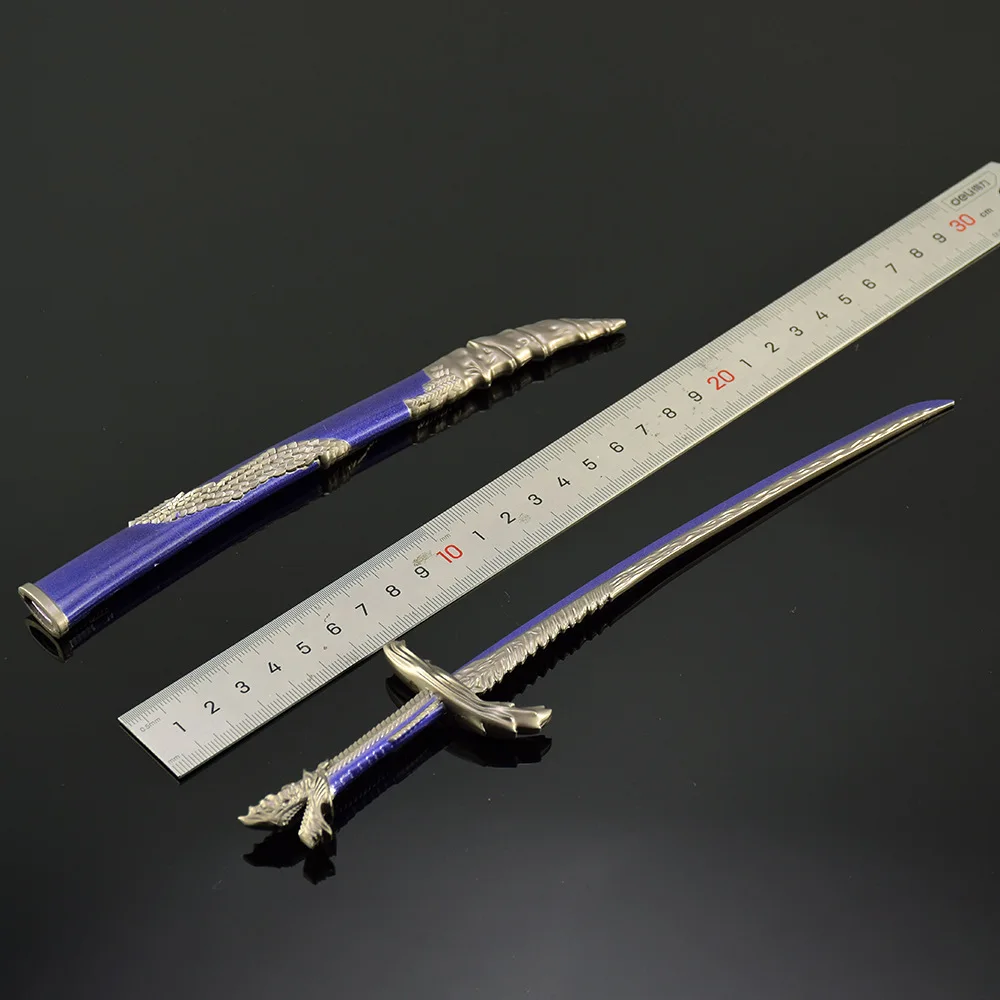26cm/10.23in gra peryferyjna smocza łuska ostrze wygnany rycerz miecz Katana zabawka metalowa broń Model nieobrzynane akcesoria zabawki prezent