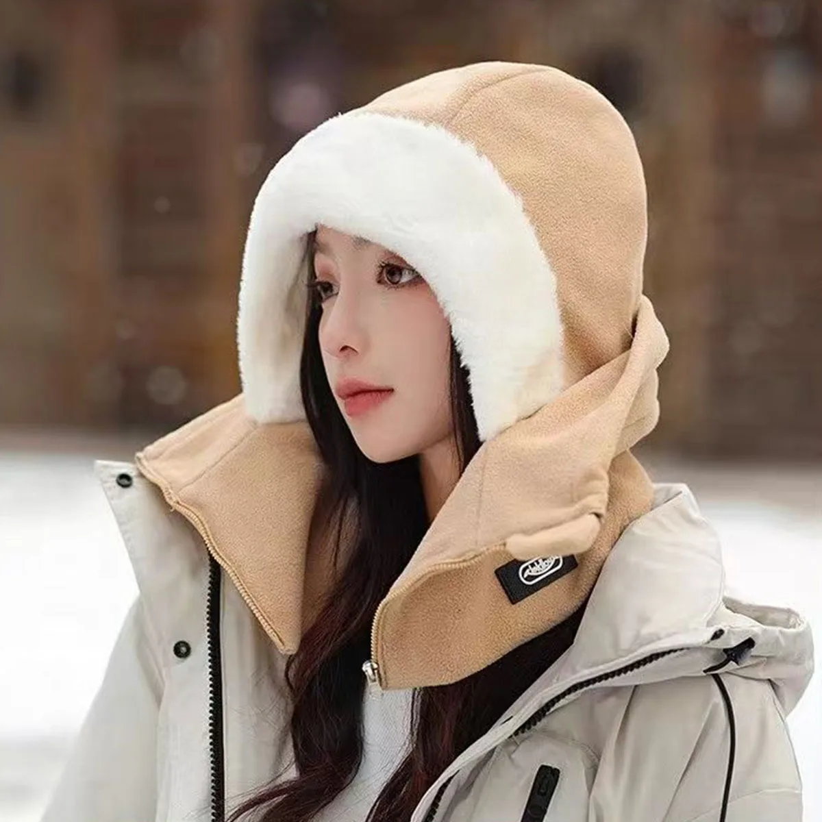 لينة بلون الدراجات يندبروف قبعة هود الحرارية الشتاء بالاكلافا الرباط الدفء قناع للتزلج قبعة النساء #6